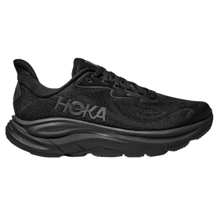 Hoka Mens Clifton 10 Wide - 2E Width - Black/Black - Neutral - SS25