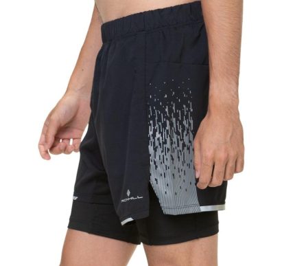 RonHill Mens Tech Reflect 5" Twin Short - Black/Reflect