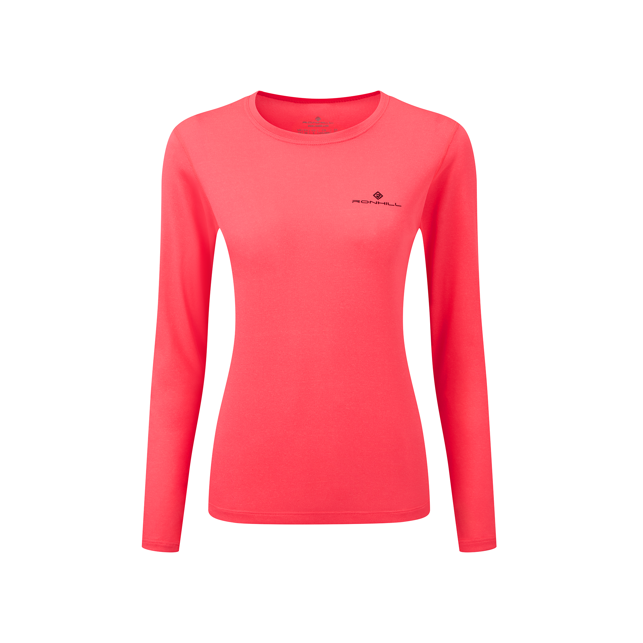 RonHillWomensCoreLSTee-HotPinkBlack
